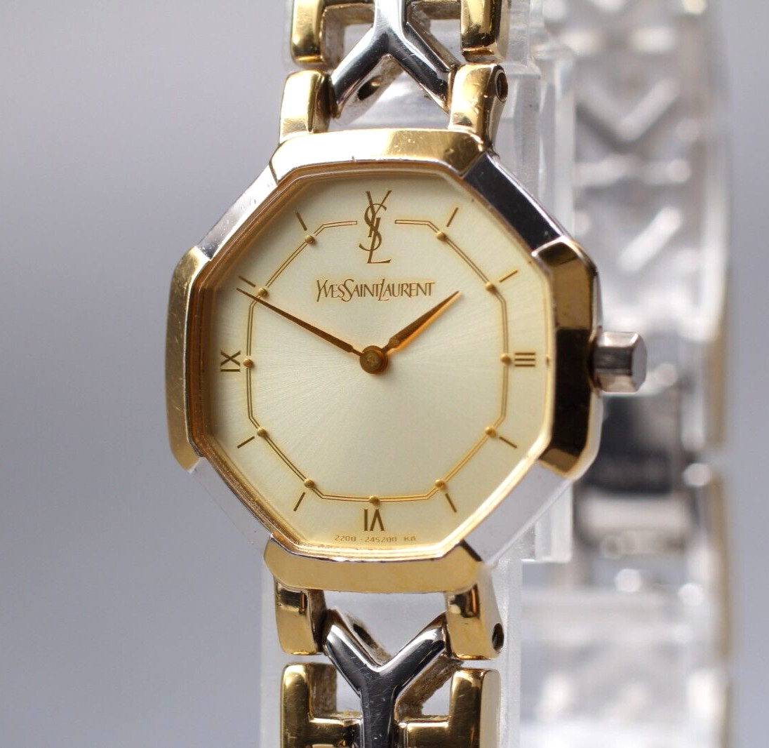 【NEAR MINT】 YVES SAINT LAURENT 2200-241762 GOLD Octagon 23mm Women's Watch JAPAN
