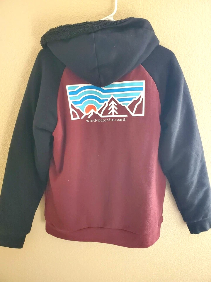 Element Big Kids Sudadera con Capucha Cremallera Completa Talla XL Suéter Granate con Mangas Negras Foto 2 de 4