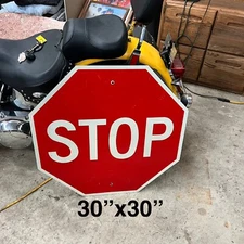 STOP SIGN 30"X30" AUTHENTIC RETIRED STREET TRAFFIC ROAD SIGN