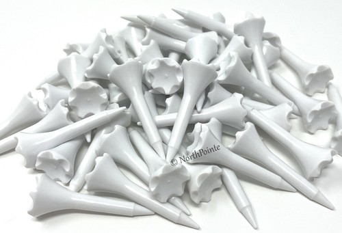 50 Ct Golf Tees 1 ½” Plastic Golf Tees ~ Short Tees Classic Solid White - Picture 2 of 4