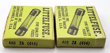 Lot of 10 Littelfuse 4AB 2A 250V 9/16" x 1-1/4" Ceramic Fuses 2 Amp Vintage 414