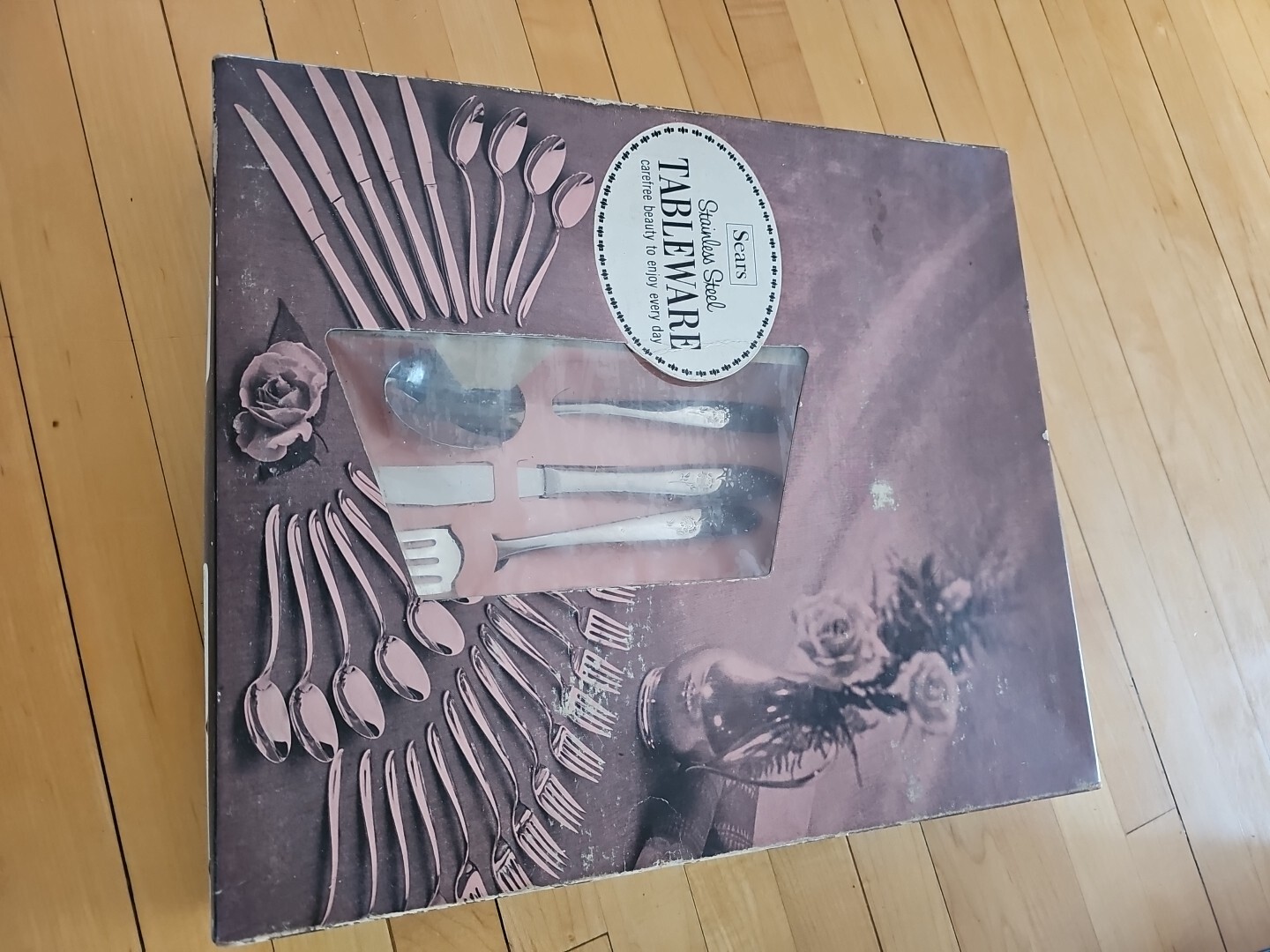 50 Pc Flatware Set NOS Vtg 70's Sears Wood Dale Stainless USA New Old