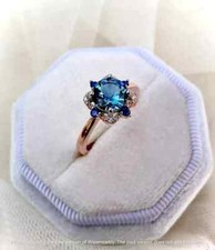 2 CT Round Cut Lab-Created London Blue Topaz Wedding Rings 14k Rose Gold Plated