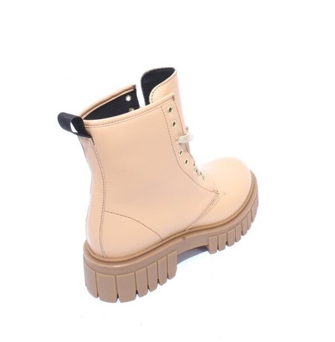 FRAU 86a Beige Leather Lace-Up Zip-Up Ankle Biker Boots 36 / US 6 - Picture 4 of 8