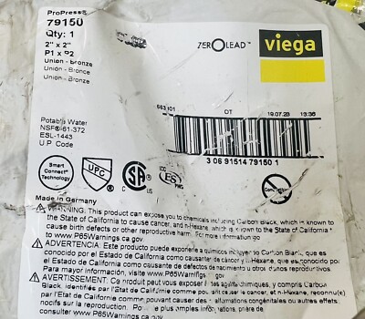 Viega 79150 ProPress Zero Lead Bronze Union with 2 Inch P x P. Brand ...