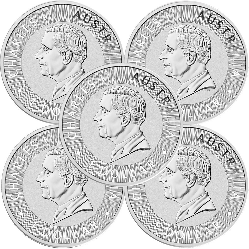 Lot of 5 - 2025 1 oz Australian Silver Kangaroo Coin .9999
