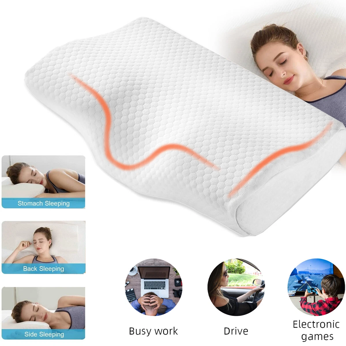 Memory foam top pillow with holes