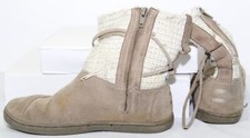 Toms Youth Girls Tan Leather Ankle Boots Side Zip Booties Shoes Kids Size 12.5 K