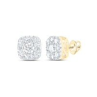 JFL 14K Gelbgold Diamant Unisex SolitäR Cluster Square Stud Ohrringe 6Mm