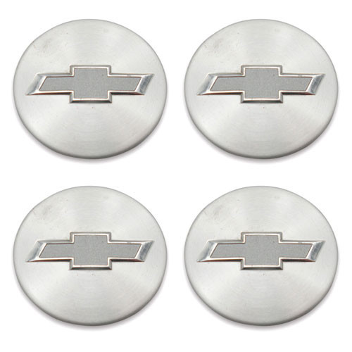 Set Of 4 GM OEM Brushed Silver Center Caps With Logo – Chevy Traverse, Colorado, Camaro