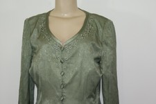 Adrianna Papell Womens Size 10 Green Embroidered 100 Silk Skirt Suit Date Nite