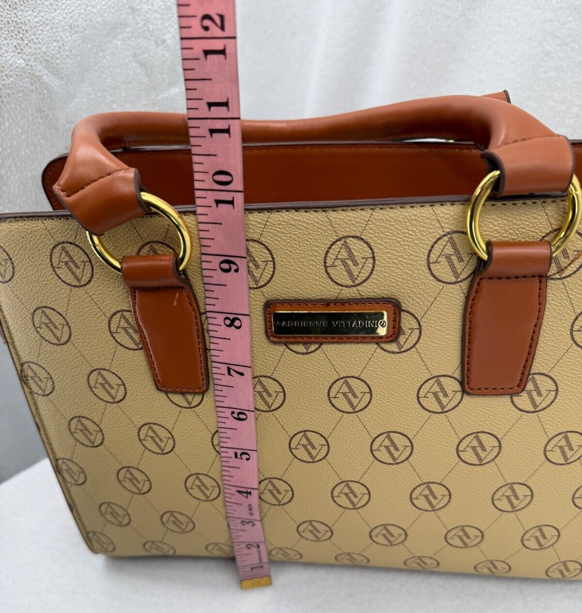 Adrienne Vittadini Signature Collection Double Handle Satchel Crossbody Beige