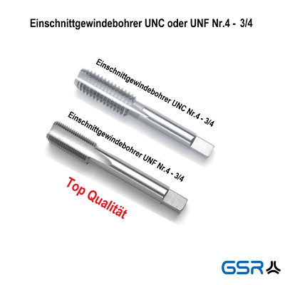 GSR Handgewindebohrer UNC UNF Gewindeschneider Gewindebohrer Nr. 4 bis 3/4 Zoll