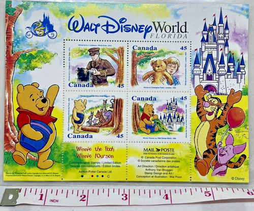 Walt Disney World 25th Anniversary Canada Stamp Sheet Winnie the Pooh COA MNH - Picture 3 of 4