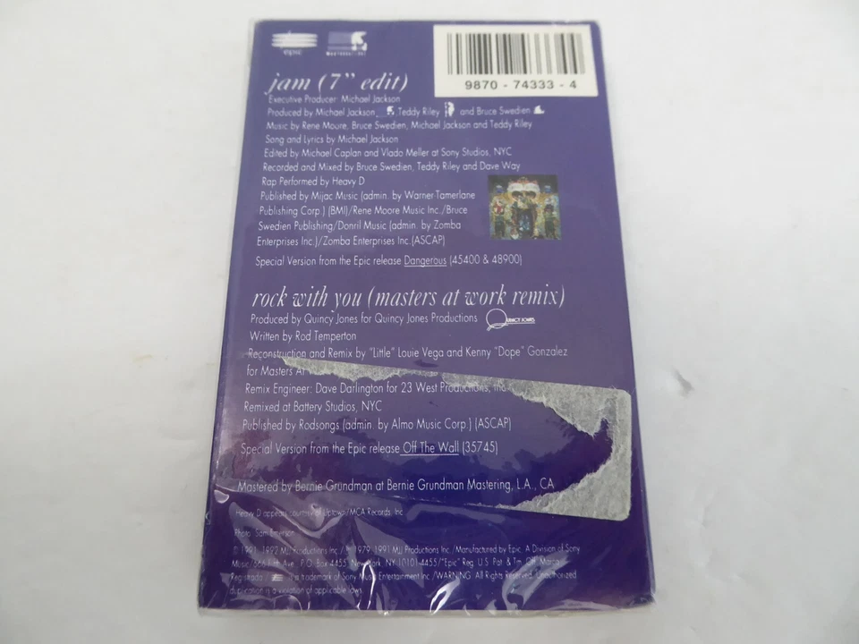 NEW Michael Jackson Jam Cassette Single Cassette Tape (1992) Sealed - Image 2 of 4