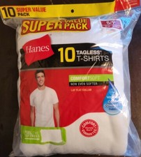 Hanes Men's Crewneck Size SMALL 34"-36" White T-Shirts - 10 Pack NEW IN PACKAGE
