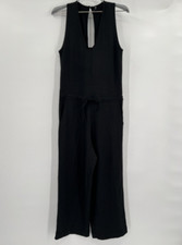 Quince Women s Black French Terry Modal Jumpsuit sz S NWOT Sleeveless V-neck