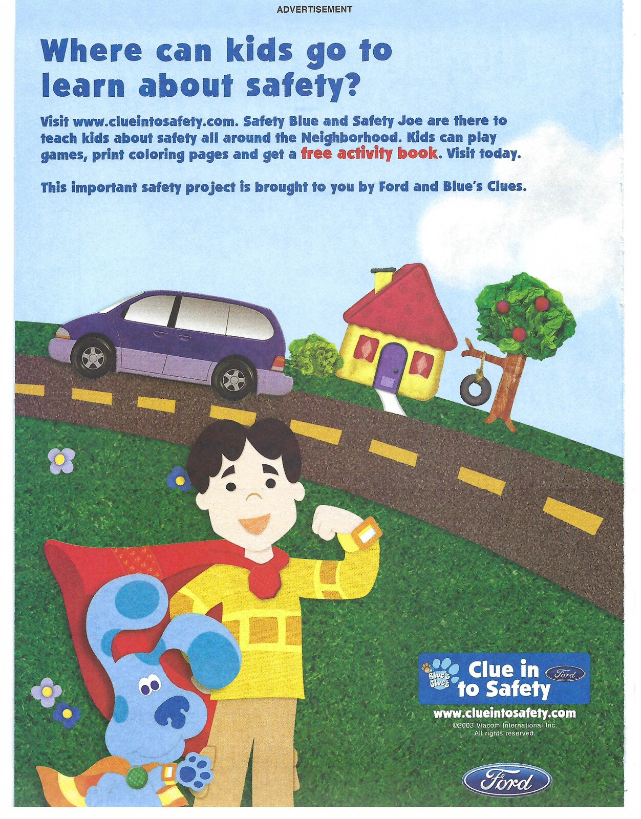2003 Ford Motor Blue’s Clue Clue In To Safety Vintage Magazine Print Ad