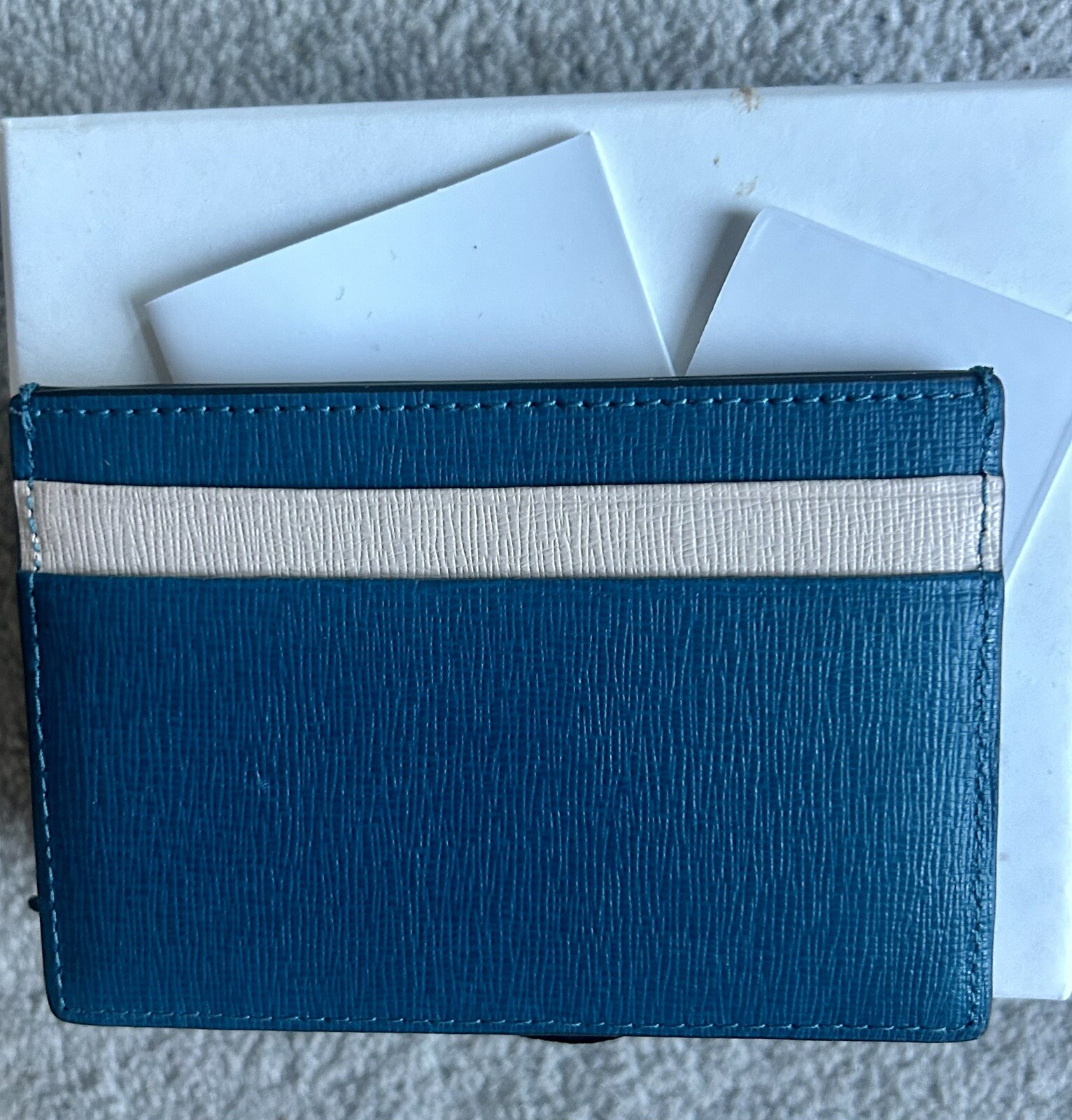 Furla Babylon Card Holder, Brand New. Leather. Blue Green & Nude Combi. RRP $120 image 10