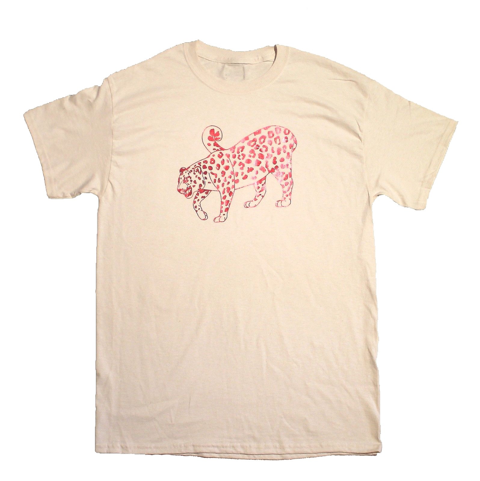 amur-leopard-tee-metallic-red-large-cream-t-shirt-new-endangered