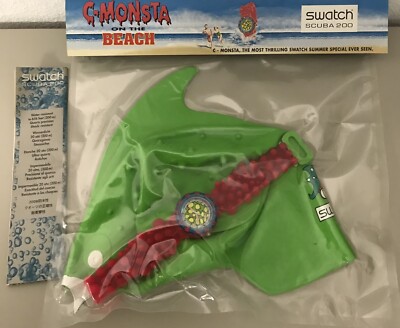 SWATCH Uhr limitierte Sommer Special C - Monsta Scuba 200 Hai Badekappe NEU