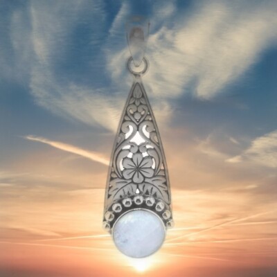 Sterling Silver and Rose Quartz Floral Motif Necklace