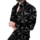 Camisa Botones Hombres Vestido Moda Manga Larga Fiesta Contraste Negro Plateado