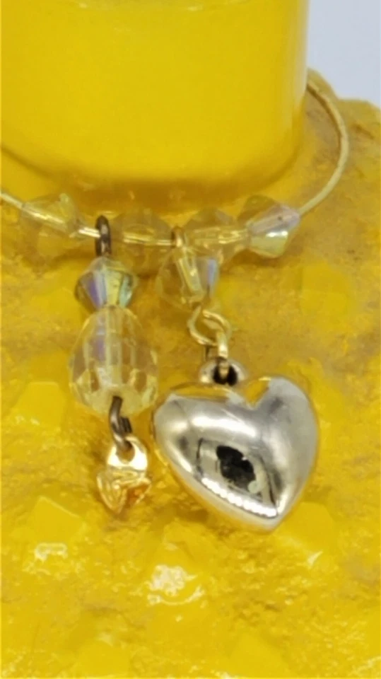 Yellow - Recycled Vase or Oil Defuser with Mosaic Beads & Wire Pendant 4" x 5" - Image 3 of 3