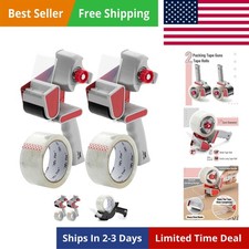 Heavy Duty Packing Tape Dispenser Gun 2-Inch, 2 Pack with 2 Rolls, Clear Pack...