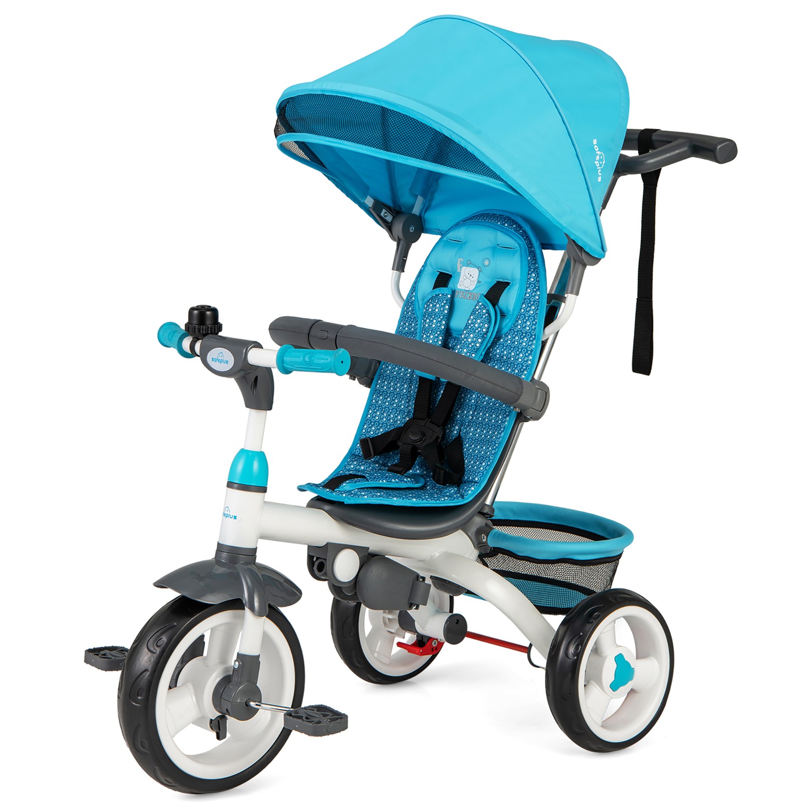 Blue Baby Stroller Tricycle Detachable Learning Toy Bike