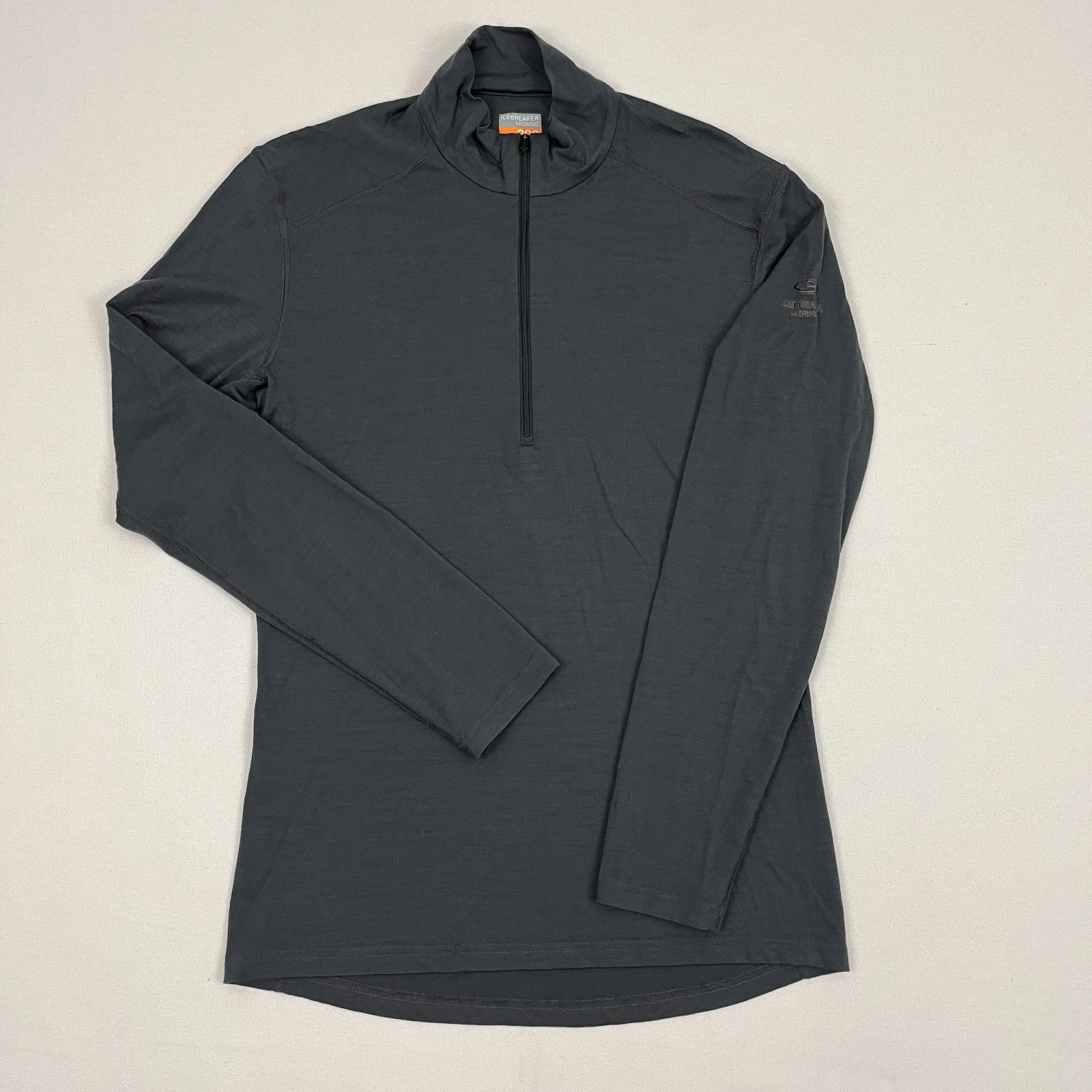 Icebreaker Merino 200 Pullover Mens M Gray Wool Hiking Base Layer Quarter Zip