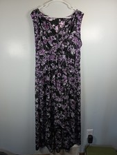Women's Sleeveless Dress Size XL, Black/purple Floral, Simply Vera