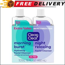 2pk Clean Clear Day Night Daily Face Cleansers Morning Burst Hydrating 8 oz
