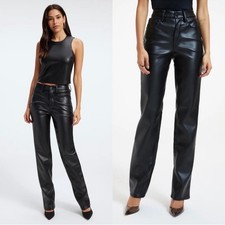 Good American Women  s Pants Icon Faux Leather Better Than Black 12/31 NWT