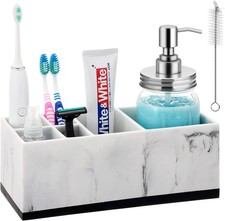 Toothbrush Holder for Bathroom, Bathroom Organizer Countertop, Rectangle 6
