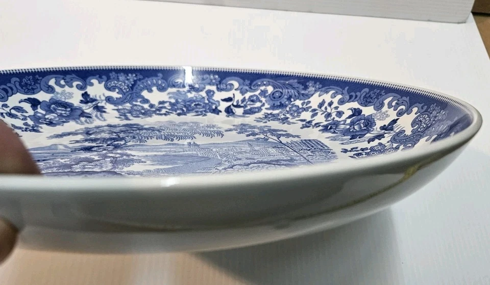 Spode Rhine England Pasta Bowl 11.75" Blue and White - Image 4 of 4