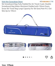 Ski/Snowboard Bag Fully Padded, Water-Resistant, Skis Up to 175cm Caraleap, Blue