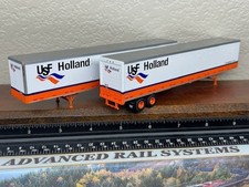 USF HOLLAND TRUCKING PAIR of TWO 53ft DURAPLATE WABASH VAN TRAILERS HO Scale NEW
