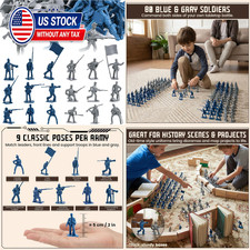 Civil War Toy Soldiers Set 80 Pieces Blue and Gray Plastic Figures for Kids