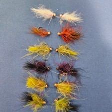 12 Custom-Tied Marabou Blend Leech Flies for Pyramid Lake and all freshwater
