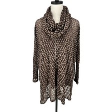 IC By Connie K Women's SMALL Brown Shirt & Scarf Set 3/4 Sleeve Textured - CJ