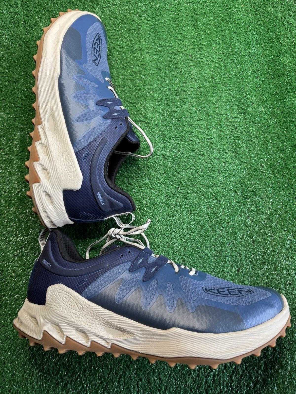 Scarpa da trekking Keen Zion Low da uomo taglia 14 per tutti i terreni vintage indaco denim sbiadito