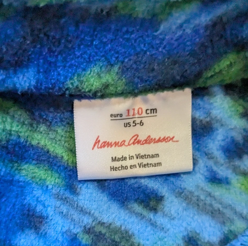 Chaqueta Suéter Hanna Andersson Polar Cuarto Cremallera Azul Verde Camuflaje Niños 110 5-6 Foto 3 de 4