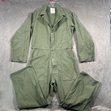 Vintage US Military Coveralls Mens M Green Cotton Sateen Type I Workwear 80s