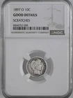 1897-O 10C BARBER SILVER DIME NEW ORLEANS NGC GOOD DETAILS SCRATCHES 8404752-008