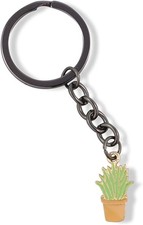 Aloe Vera Cactus Keychain Succulent in Tan Pot Charm