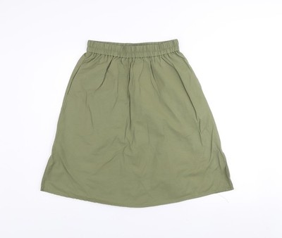 GALLERY Women's Green A-Line Cotton Knee Length Skirt XS