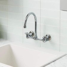Glacier Bay Builders Double-Handle Wall Mount Kitchen Faucet Chrome Assembled