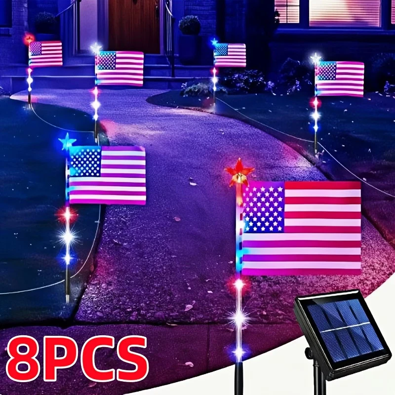 8Pcs Solar American Flag Lights Set for 4th of July Decoration Yard Garden Decor
Opens in a new wind
