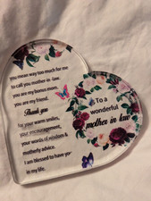 Acrylic heart gift To a wonderful Mother in law you mean so much to me thank you